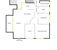 3 rooms, kitchen, 2 bathrooms, corridor, stairs, balcony