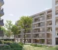 multi-storey building, balconies, greenery, trees, plants, garden, entrance