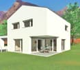 Contemporary single family house, modern style, three bedrooms, two bathrooms, balcony, car park
