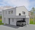 Modern house, white, two-story, garage for one car