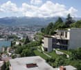 modern design house, multiple balconies, expansive view, rooftop terrace