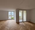 empty room, wooden floor, sliding doors, windows, balcony