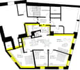3 rooms, kitchen/eating area, bathroom, storage room, hallway, staircase, lift