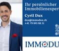 Advertisement for real estate expert Cyril Dux, including contact information and QR code.