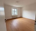 empty room, wooden floor, white walls, window, radiator