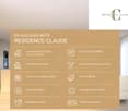 The image provides details about the Residence Claude real estate development. It highlights features such as new apartments with 2.5 to 5.5 rooms, balconies or terraces, location in the heart of Marin-Epagnier, Standard Minergie-P certification, quality