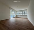 empty room, wooden floor, white walls, sliding glass doors, windows, balcony