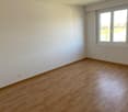 empty room, wooden floor, white walls, power outlet, double window