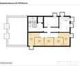 Floor plan of a multi-unit building showing four apartments (WHG 1-4) and two basements (Keller), with labeled rooms and utility areas.
