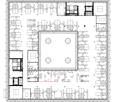 Floor plan of a multi-room residential space with labeled dimensions, including living areas, bedrooms, bathrooms, and a kitchen.