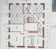 Floor plan of an apartment with labeled rooms including living room, kitchen, bedrooms, bathrooms, and balcony.