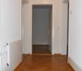hallway, wooden floor, radiator, 2 doors, bright
