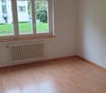 Empty room with wooden floor, white walls, window, and radiator