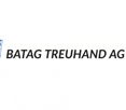 Logo for BATAG TREUHAND AG, featuring a blue square with two intersecting circles, accompanied by the company name