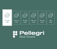 The image shows an infographic from Pellegri Real Estate, displaying different ranges of square meters (mio) for properties, from 0-2.5 mio to 15+ mio.