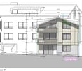 3 story building, balconies, windows, doors, measurements