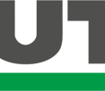 Logo for Bautec, with a green and white line on the bottom