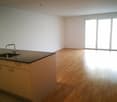 wooden floor, empty room, white wall, sink, countertop, faucet, door