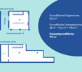 Ground floor with area of 51.5 m2, 1st floor with areas of 28 m2 and 91.5 m2, total floor area of 171 m2