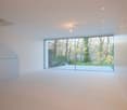 empty room, modern architecture, glass sliding doors, forest view