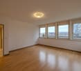 large windows, parquet floor, modern ceiling lamp