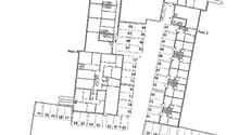 Floor plan of Wohngebaude with multiple houses labeled as A, B, C, D, E, F with each having parking spaces.