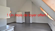 Empty attic room with wooden flooring, wardrobe, door, ceiling light, sloped ceiling, windows