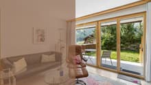 Wohnzimmer mit Zugang zur Terrasse