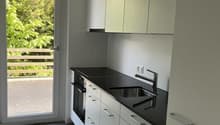 Küche Ansicht rechts<br>mit Zugang zu Terrasse
