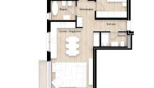 2 bedrooms, 2 bathrooms, kitchen, dining area, living room, terrace