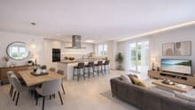 Helles, modernes Wohnzimmer visualsiert