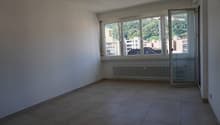 large windows, sliding door, tiled floor, radiator, modern design