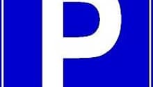 Blue background with white parking sign