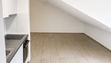 empty kitchen with tiled floor, white cabinets, stainless steel sink, electric stove, ceiling light