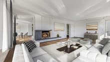 Wohnzimmer mit Cheminée (Staging)