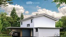 2 story white house, garage, parking place
