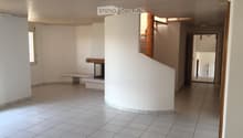 empty room, white tiles, fireplace, spiral staircase, window