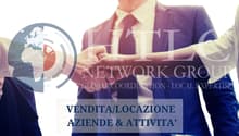 The image shows a business called 'TILT Network Group' which provides 'Global Coordination - Local Expertise' services, including 'Vendita/Locazione Aziende & Attivita' (Sale/Leasing of Companies & Activities). The image also shows a globe icon, indicatin