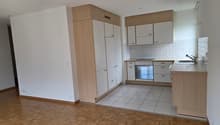 modern kitchen with wooden cabinets, tiled flooring, dishwasher, washing machine, gas stove, sink, modern appliances