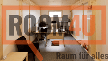 Office room with desk, computer, chair, shelves, and a window