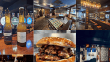 Table with bottle, Food, Interior, Bar, Gaming table, Counter with stools