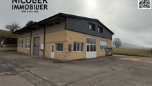 2 story house, gray garage, glass windows, wide frontage, front yard