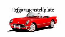 Classic red convertible car, convertible roof, license plate, white walls