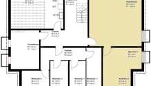 Floor plan with 6 rooms, including a laundry room, technical room, and multiple living areas.