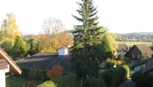 Blick vom Balkon ins Grüne