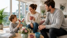 Stimmungsbild_Familie mit Origami Schmetterling