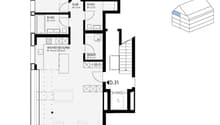 Living room, 2 bedrooms, kitchen, bathroom, balcony, storage room