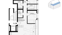 4.5-room apartment, 1st floor, living room, 3 bedrooms, kitchen, bathroom, hallway, storage room, accessible bathroom, terrace