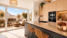 Superbe cuisine lumineuse donnant sur le balcon homestaging