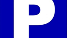 Blue sign with white letter P